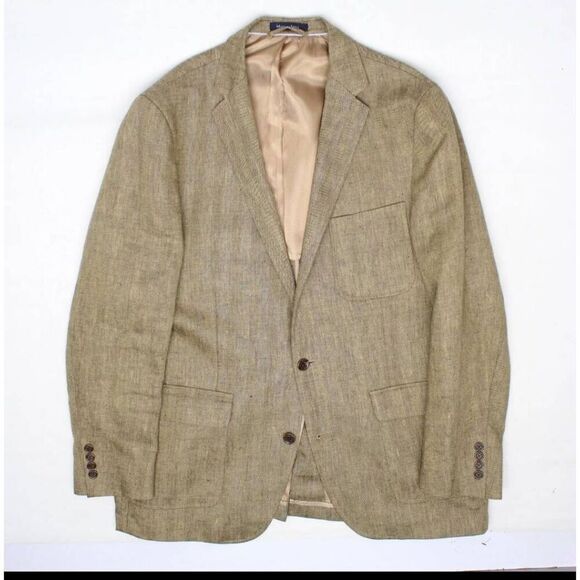 Land's End Baird McNutt Irish Linen Sz 43 Long Blazer Jacket made in India - Picture 1 of 12